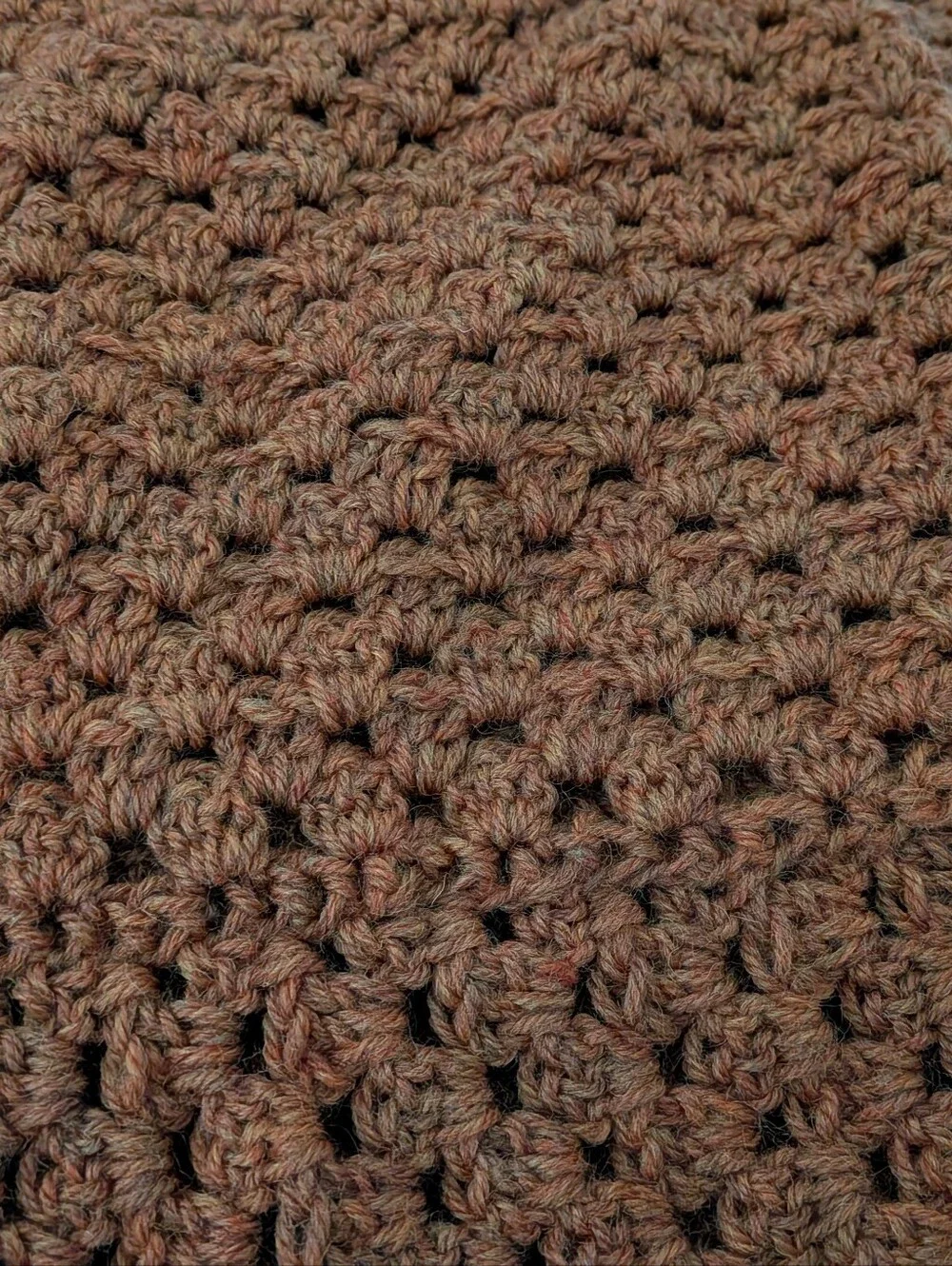 Handmade Boho Amber Orange Brown Crochet Wrap Shawl Scarf w/ Pockets